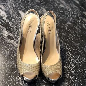 GUESS GLITTER HIGH HEEL STILETTOS PEEP TOE SANDAL
